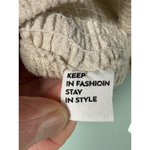 ANRABESS Wide Leg Pants Women's M Linen Blend Beige Cropped Lightweight Pockets - Picture 7 of 14